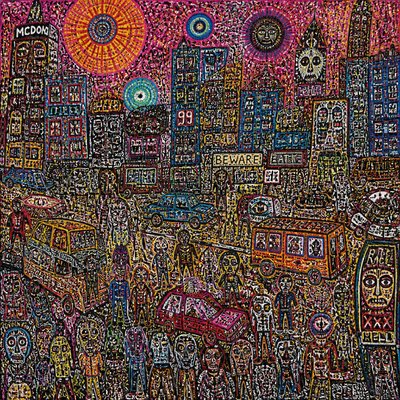 urban street with city activity
