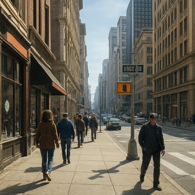 urban street with city activity