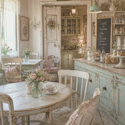 cozy cafe interior with warm lighting