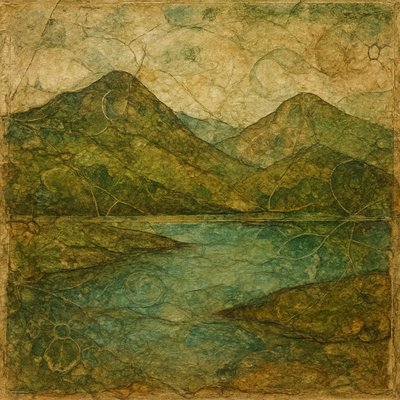 serene landscape with mountains and water