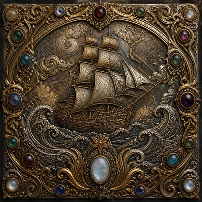 sailing ship on a stormy sea
