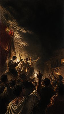 a live music scene with a glowing stage and silhouetted crowd, energetic vertical composition with open space at the top, no text