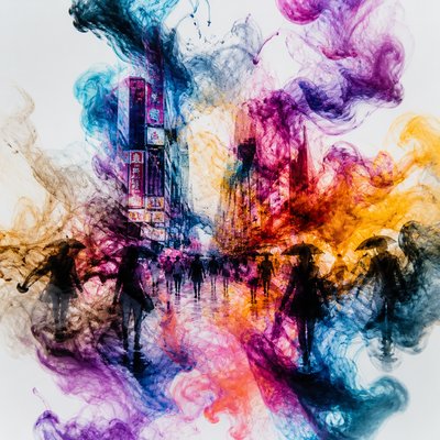 urban street with city activity — Ink in Water