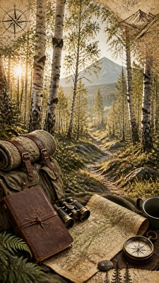 a serene birch forest in soft morning light, no people, no text