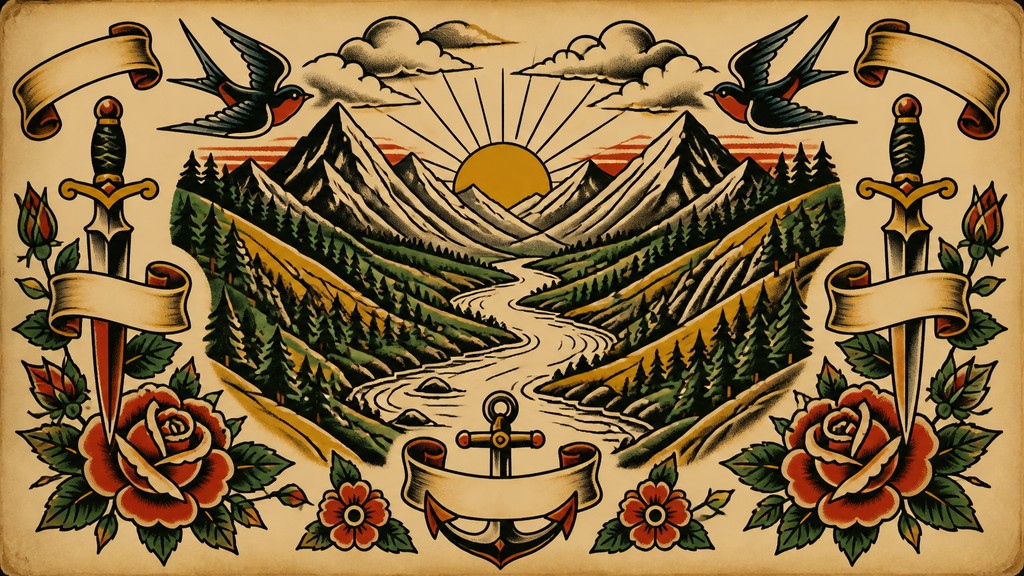 a vast valley with a river winding toward distant mountains at sunrise, no people, no text