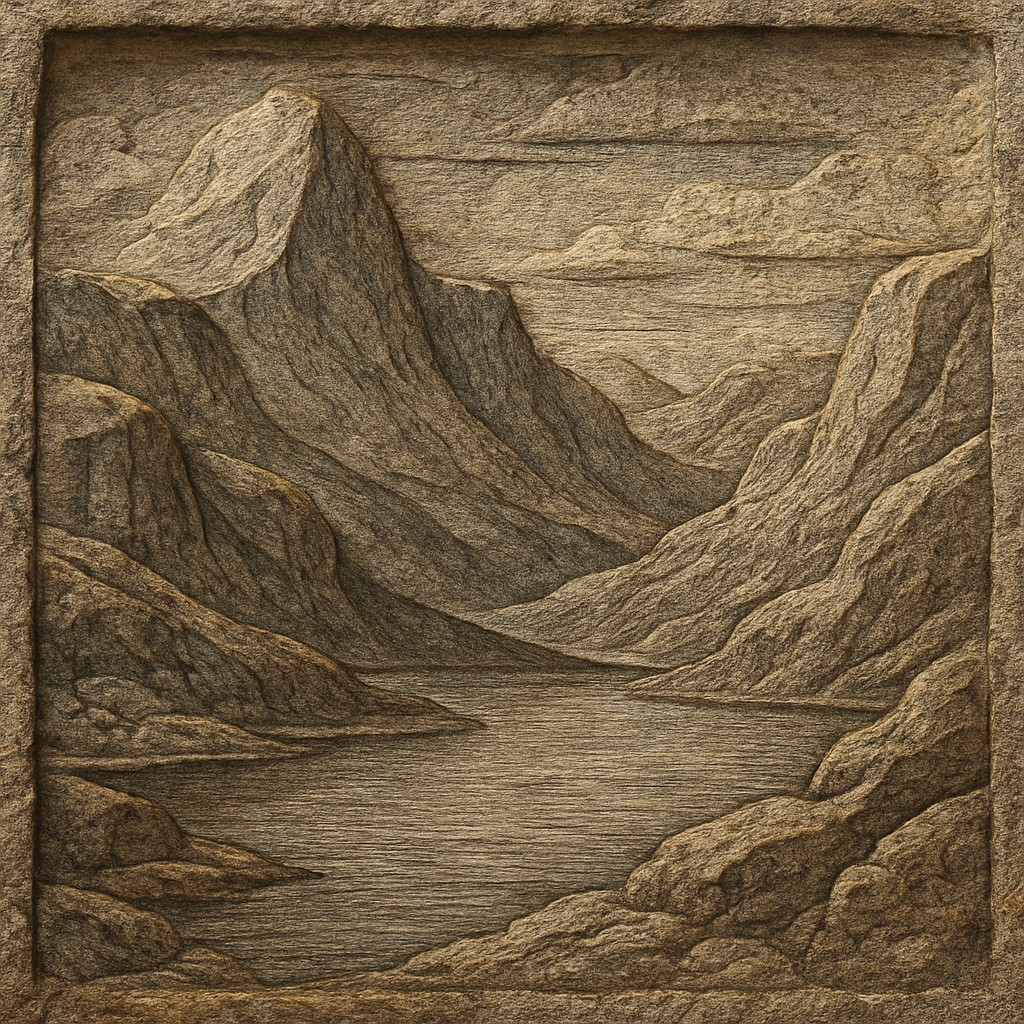 serene landscape with mountains and water
