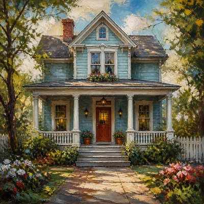 house with front view — Digital Painting Art Style