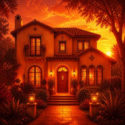 house with front view — Warm Palette Art Style