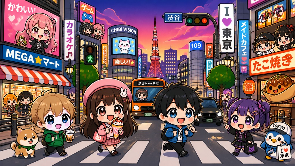 bustling city street panorama at dusk