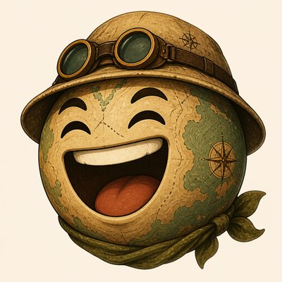 an exaggerated laughing face of an original round mascot character, bold and readable at small size, plain background, no text